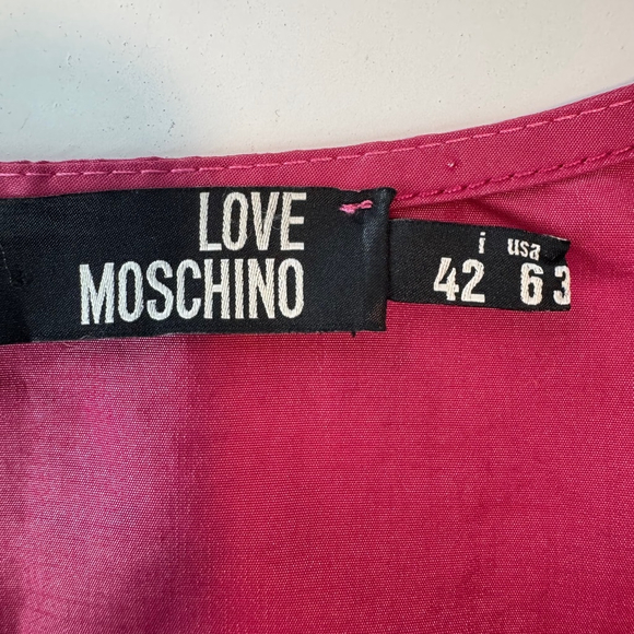 Love Moschino Mini Shift Dress 6 Pink Barbiecore Short Puff Sleeve Made in Italy - Picture 12 of 15